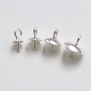 Polished 925 Sterling Silver Cap Bail Peg for Half Drilled Beads 3mm/4mm/5mm/6mm