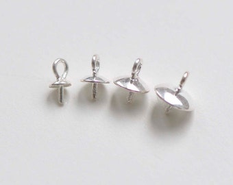 Polished 925 Sterling Silver Cap Bail Peg for Half Drilled Beads 3mm/4mm/5mm/6mm