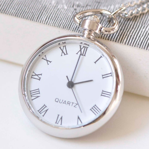 1 PC Platinum Silvery Gray Blank Pocket Watch Pendant A2200