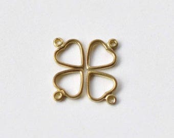 50 pcs Raw Brass Tiny Heart Frame Charms 5.6x7.5mm A8742