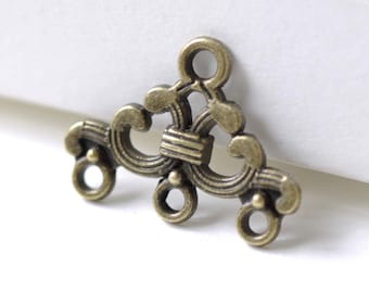 Ensemble de 20 boucles d'oreilles pour lustre, pendentifs, connecteurs, bronze antique A8017