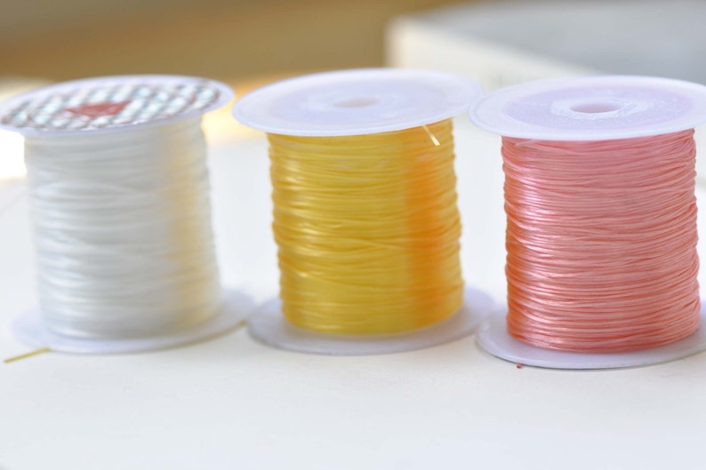 One Spool Strong Stretchy Elastic Cord Beading Thread String Pink White ...