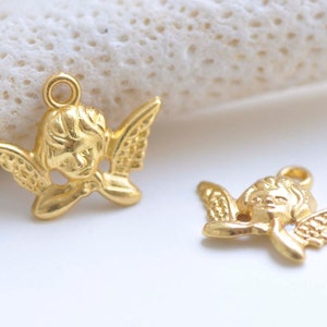 20 pcs Shiny Gold Lovely Angel Charms Pendants 11x20mm A9012