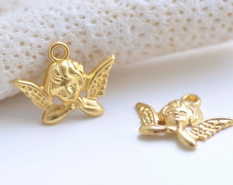20 pcs Shiny Gold Lovely Angel Charms Pendants 11x20mm A9012