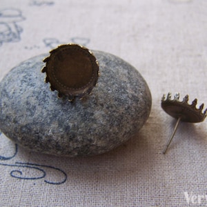 Krone Ohrstecker Antike Bronze Lünette Spiel 12 mm Cabochon Ohrring Beiträge Set von 10 Stück A5040