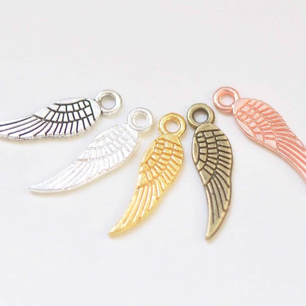 Small Feather Wing Angel Themed Charms  5x16mm Antique Bronze/Antique Silver/Gold/Silver/Rose Gold