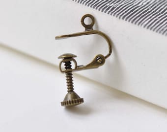 10 pcs Antique Bronze Screw In Leverback Ear Clips Earring Findings 12mm A8512
