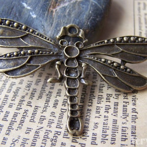 2 pcs of Antique Bronze Dragonfly Charms Pendants 42x73mm A1817