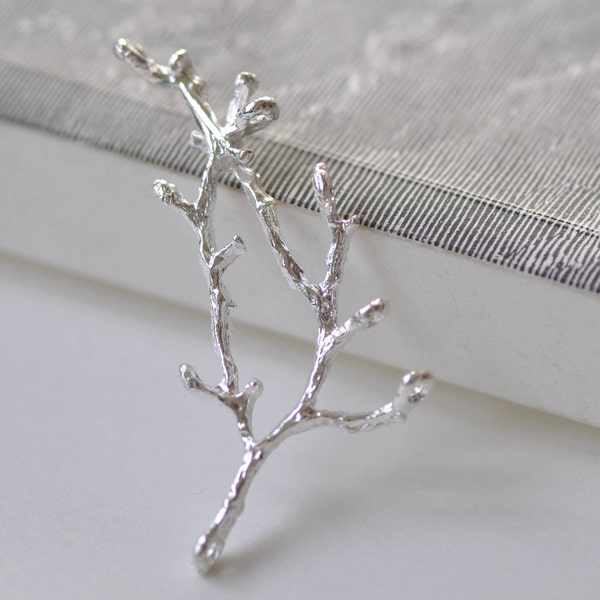 Shiny Silver Twig Pendants Coral Branch Connectors  30x52mm Set of 10 A8859