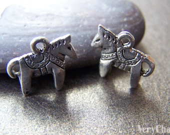 20 pcs of Tibetan Silver Antique Silver Standing Horse Pendants Charms 12x14mm A1186