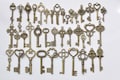 Antique Bronze Skeleton Key Charms Pendants Collection Mixed Style Set of 40 A8784