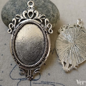 10 pcs Antique Silver Oval Cameo Base Settings Match 18x25mm Cabochon  A6312