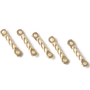100 pcs Raw Brass Twisted Rod Connecting Bar Link Jewelry Connector  8mm