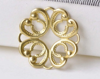20 pcs Raw Brass Filigree Flower Bead Cap Embellishments 20mm A8587