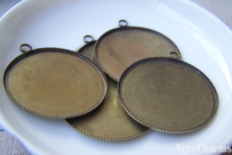 10 pcs of Antique Bronze Round Sawtooth Cameo Base Settings Match 30mm Cabochon A3209
