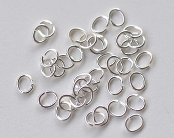 100 pcs Shiny Silver Oval Jump Rings Size 4x5mm 22gauge A8681