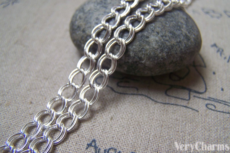 of Silver Plated Double Curb Chain 6mm A4735 16ft 5m