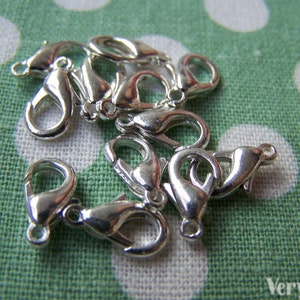 50 pcs Silver Plated Parrot Lobster Clasps 12mm A960