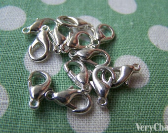 50 pcs Silver Plated Parrot Lobster Clasps 12mm A960