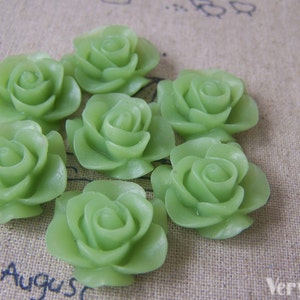10 stuks van hars groene ronde bloem cameo 21mm A4706