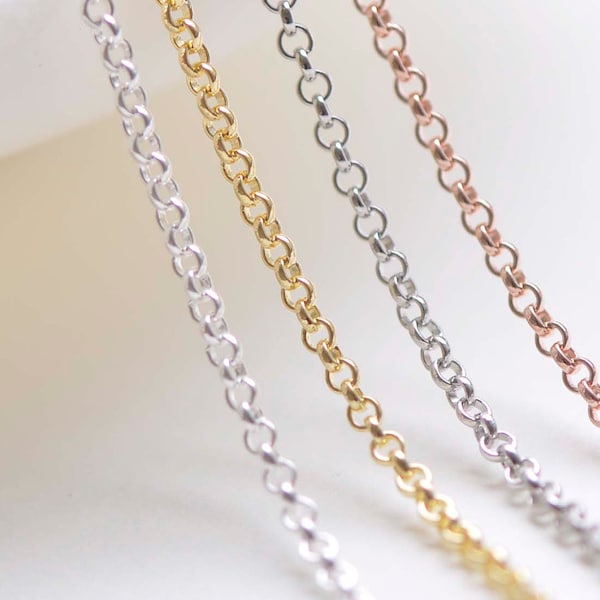 925 Sterling Silver Rolo Necklace Chain 18" Bijoux Making Silver/Platinum/Gold/Rose Gold