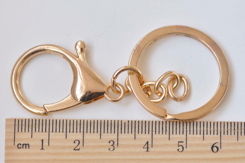 10 pcs Keychain Key Ring With Large Lobster Clasps Extension Chain Antique Bronze/Light Gold/Rhodium image 6