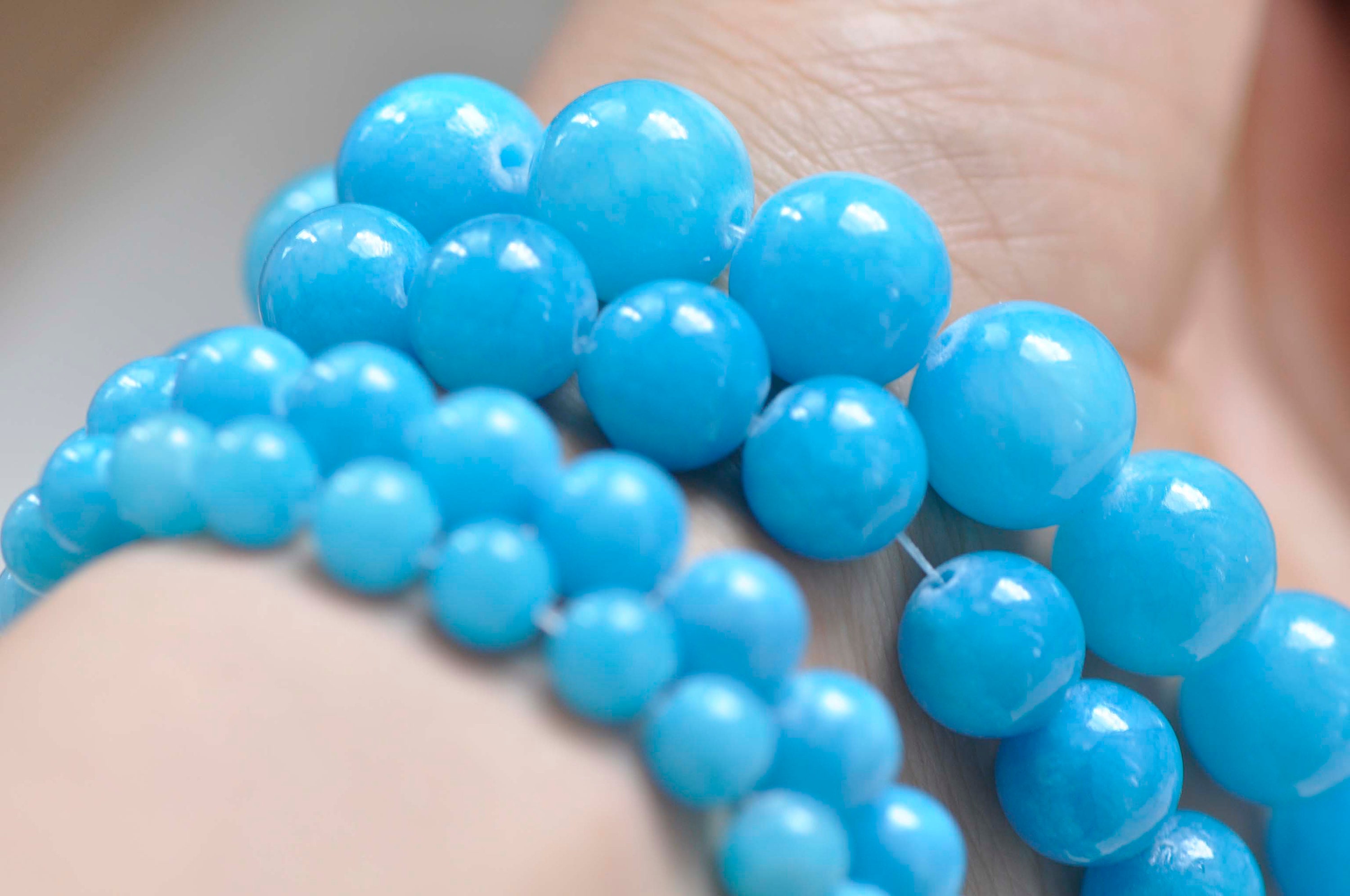 Ozeanblaue Jade Perlen Naturstein Rund Gems,1Strang 4mm 6mm