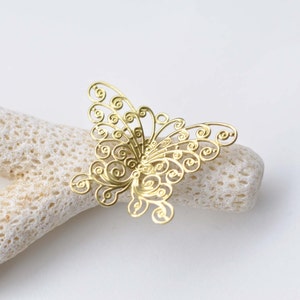 10 pcs Raw Brass Filigree Swirl Butterfly Charms Embellishments 27x35mm A8554 image 3