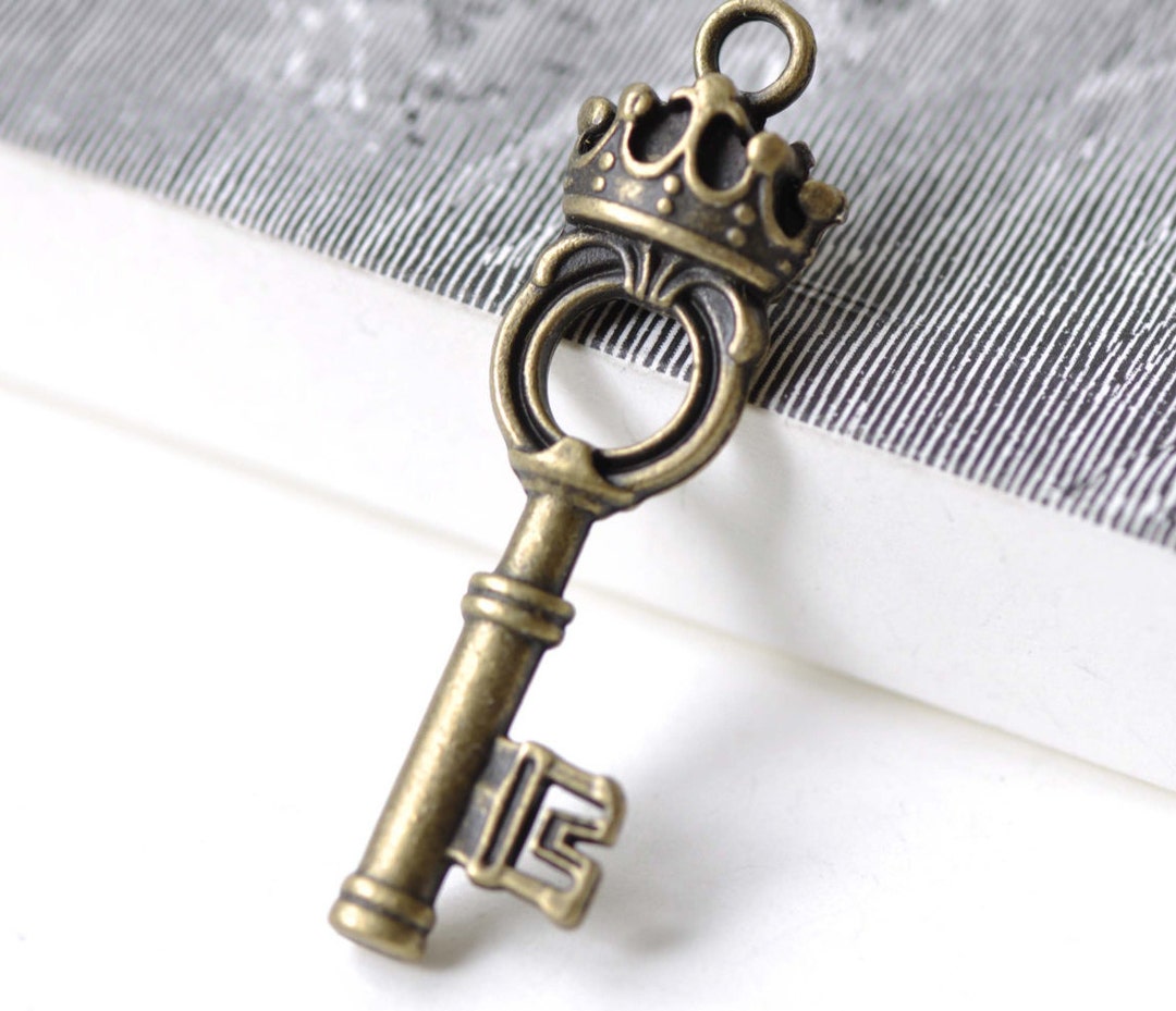 Filigree Key Rack 10 Pcs of Antique Bronze Filigree Crown Key Pendants Charms 15x54mm ...