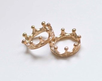 Light Gold Crown Ring Small Charms Pendants 6x17mm Set of 10  A2569