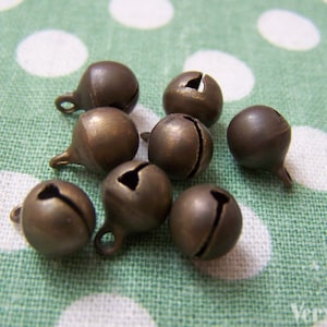 50 pcs Antique Bronze Jingle Bells Charms 8mm A3853 image 1