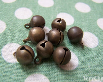 50 pcs Antique Bronze Jingle Bells Charms 8mm A3853