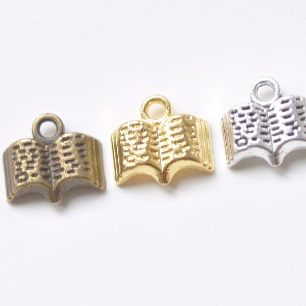 Antique Bronze/Antique Silver/Gold Classic Open Book Charms  8x12mm