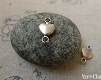 50 pcs de Antique Silver Heart Charms Connecteur 8x15mm A6262