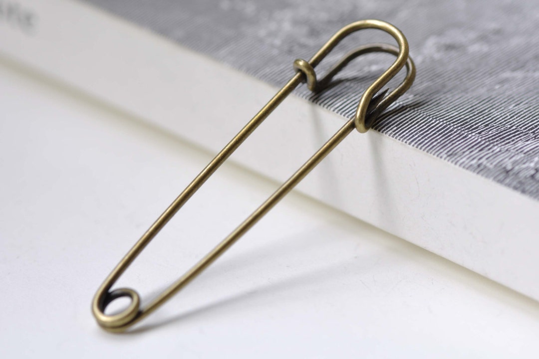 10 Pcs Antique Bronze Safety Pins Brooch Blanks Findings 70mm A3870 Etsy