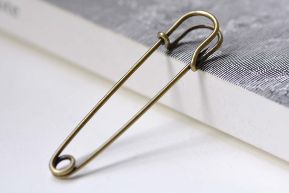 10 Pcs Antique Bronze Safety Pins Brooch Blanks Findings 70mm Etsy