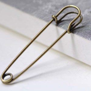10 Stück antike Bronze Sicherheitsnadeln Brosche Blanks Erkenntnisse 70mm A3870