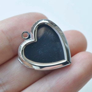 4 pcs Flat Back Bezel Heart Photo Locket Charms Pendants Shiny Gold/Rose Gold/Platinum/Gunmetal/Silver/Brushed Bronze image 7