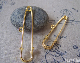 Gold Kilt Pins Single Loop Safety Pins Broochs 15x58mm Set of 10 A1225