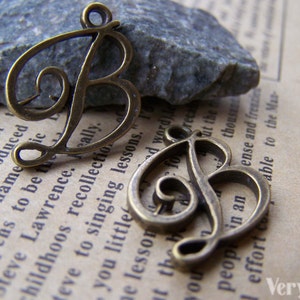 20 pcs of Antique Bronze Alphabet Letter B Charms 16x18mm A481