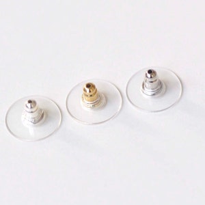 Brass Silicon Comfort Disc Earring Backs Stoppers Silver/Gold/Platinum