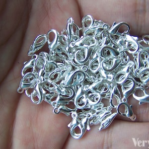 50 pcs Silver Plated Parrot Lobster Clasps 10mm A3388