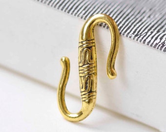 30 pcs Antique Gold Textured S Hook Closure Clasps  11x22mm A9003