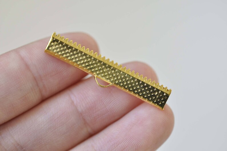 50 Pcs Gold Tone Ribbon Ends Clamps Fasteners Clasps 35mm Etsy