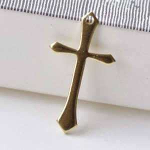 20 pcs Raw Brass Cross Charms Embellishments 13x24mm A8561