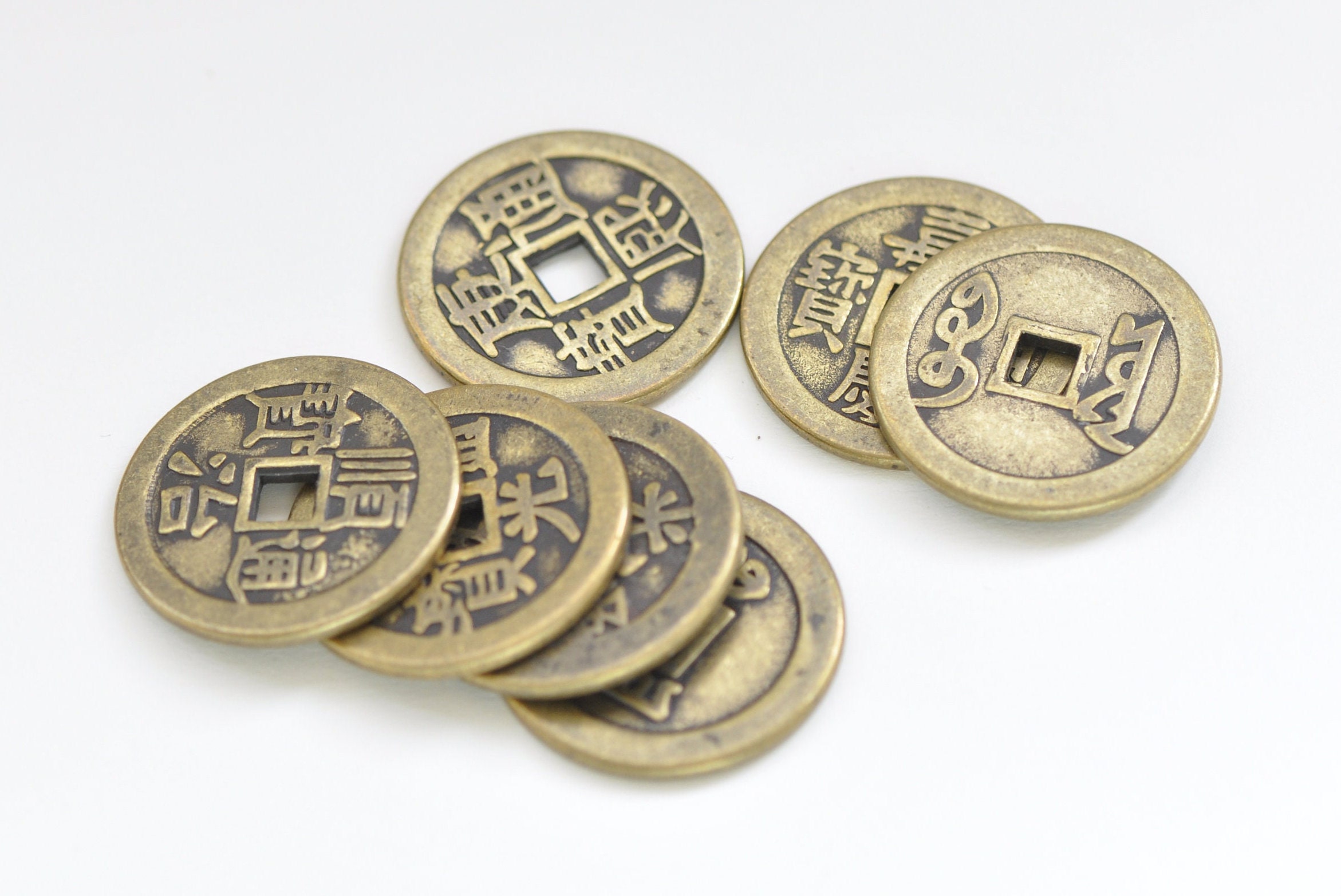 4, 20 o 50 amuletos de monedas chinas a granel, dinastía, amuleto de bronce  de la suerte, doble cara, 12x10 mm / barcos inmediatamente desde EE. UU. /  BR205 -  México