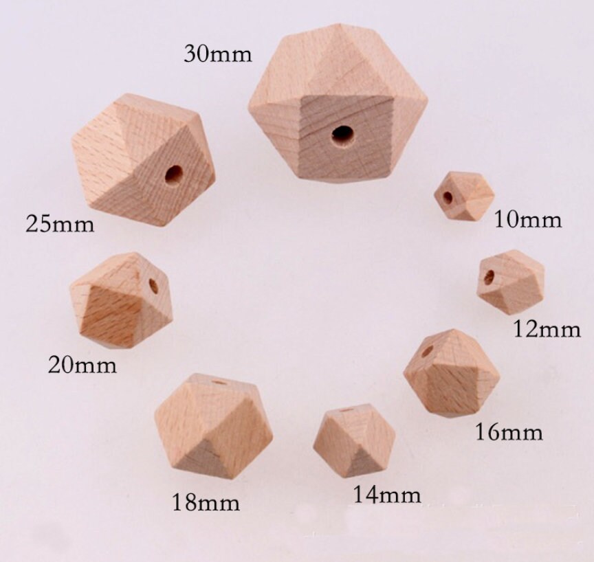 SIXRUN 50 Pezzi di Perline di Legno Geometriche Non Finite