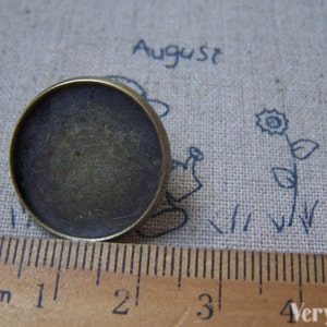 Tie Tack Clutch Round Bronze Pelle Pin Brooch Blank Match 20mm Cabochon Ensemble de 10 A4928 image 3