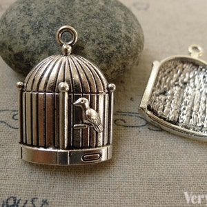 10 pcs of Tibetan Silver Concave Bird Cage Charms Pendants 23x30mm A6247