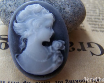 Lady Cameo Cabochon Resin Black Size 22x30mm Set of 10 pcs A4051